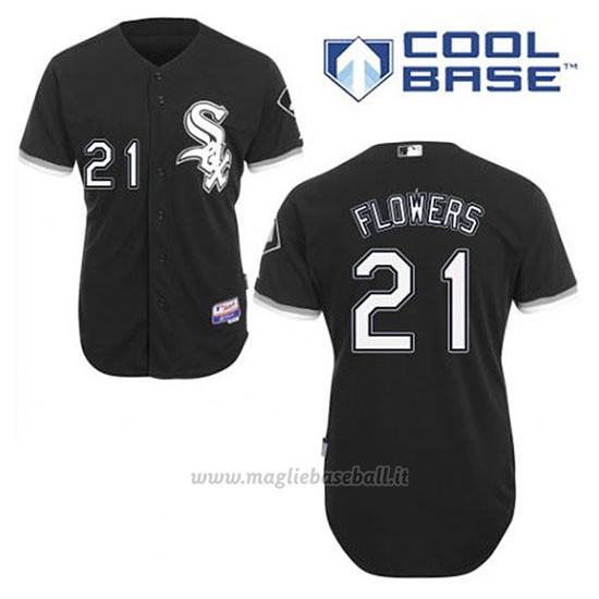 Maglia Baseball Uomo Chicago White Sox Tyler Flowers 21 Nero Alterner Cool Base